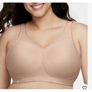 Glamorise‎ Full Figure Plus Size MagicLift Seamless Sports Bra Wirefree 36H Cafe